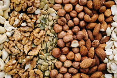   Valnødder, Pepitas, hasselnødder, mandler og cashewnødder