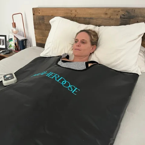   Legjobb infravörös szauna takaró HigherDose Review colleen takaróval