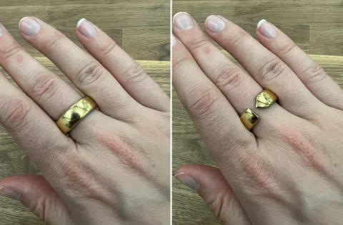   Evie ring på kvinde's hand styled two ways