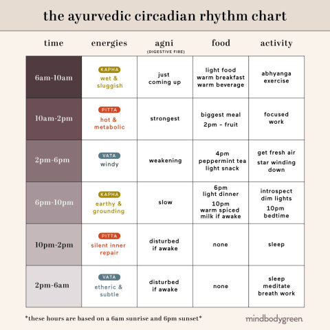 ayurvédikus diagram egész nap