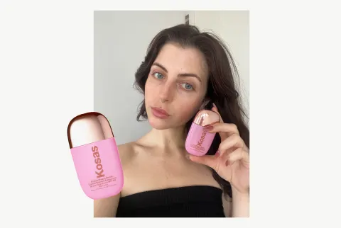   Kosas Tinted SPF у тестировщика (женщины) с нанесением продукта на чистую кожу.